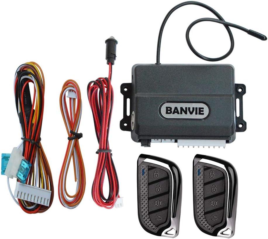 BANVIE Car Keyless Entry System, Car Central Power Door Lock with 4 Button Remote Control Transmitter, Electrical Anti-Theft installations for Vehicles (KS020)