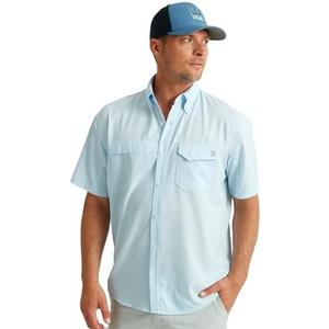 HUK Tide Point Solid Short Sleeve Shirt, Button Down for Men XXXL