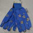 MUD Basic Women's PVC Dotted Palm And Daisy Printed Jersey Garden Glove, Extreme Comfort, Excellent Grip, Durable Wear, Blue, Medium/Large (M61001B-WML),MD61001B-WML