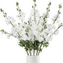 White Delphinium Artificial Flowers 5 PCS, 38.5" Tall Flowers for Floor Vase White Delphinium Realistic Artificial Snapdragon for Wedding Centerpiece for Table Home Decor Indoor