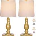 Dott Arts Cordless lamp Table Lamps Set of 2, Battery Powered Rechargeable lamp 3-Way Dimmable Modern Nightstand Lamp Sets Bedside Touch Desk Lamp for Bedroom Living Room, LED Bulbs Included(Gold)