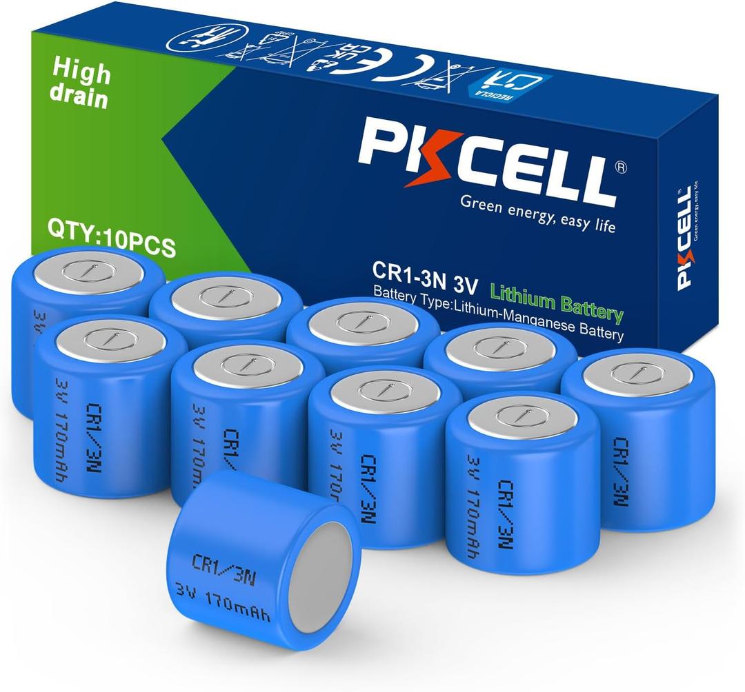 PKCELL CR1/3N 3V Lithium Battery DL1/3N 10-Pack