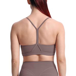 Aoxjox Women's Workout Y Sports Bras Fitness Trainning Active Gym Bra Yoga Crop Tank (Coffee)