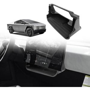 BestEvMod Center Console Under LCD Screen Organizer Compatible with Tesla Cybertruck 2025 2024 2023 Accessories Magnet Install No Tape Needed Pickup Lower LCD Storage Box (Rubber Mat)