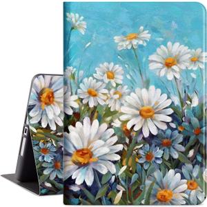 Vimorco Slim Case for iPad 9th 8th 7th Generation 10.2 Inch 2021 2020 2019, White Flower for iPad 10.2 Case Hybrid Shockproof Protector Cover for iPad 7/8/9 Gen Adjustable Stand Auto Wake/Sleep, Daisy