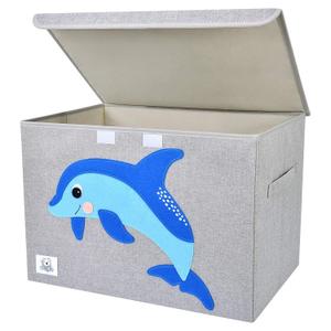 CLCROBD Foldable Large Kids Toy Chest with Flip-Top Lid, Collapsible Fabric Animal Toy Storage Organizer/Bin/Box/Basket/Trunk for Toddler, Children and Baby Nursery (Dolphine)