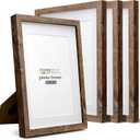 Shadow Box Frame, 4 Pack Picture Frame Set, Wall Picture Frame, Farmhouse Wood Rustic Picture Frames with Tempered Glass Gallery Wall Tabletop Display (8X10 Mat 6X8, Brown)