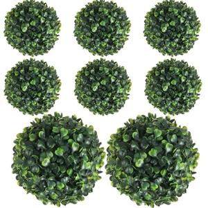 Hotop 8 Pcs Artificial Plant Topiary Ball 4 Layers Garden Spheres Boxwood Balls Artificial Topiaries Spheres Decorative Plants for Backyard, Balcony, Garden, Wedding, Indoor Outdoor Decor (5 Inches)