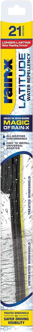 Rain-X 5079278-2 Latitude 2-In-1 Water Repellent Wiper Blades, 21 Inch Windshield Wipers (Pack Of 1), Automotive Replacement Windshield Wiper Blades With Patented Repellency Formula