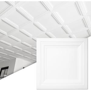 Art3d 24-Pack Square Drop Ceiling Tile 2ft x 2ft in White, PVC Ceiling Panel 24 x 24in. - Compatible with 15/16" Drop Ceil Grid System