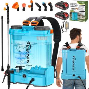 4 Gallon Battery Powered Backpack Sprayer with Auto-Mixing, for Makita 18V Battery, Dual 21V 2.6Ah Battery, 2 Spray Wands (Stainless & Fiberglass), 100 PSI Garden Sprayer for Lawn Care