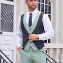 Wangyue Men's Tuxedo Suit 3 Piece Suits for Men Wedding Slim Fit Prom Tuxedo for Men Dinner Party Blazer Vest Pants Set (Dark Green)