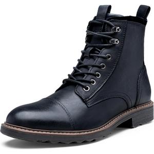 Vostey Mens Motorcycle Boots With Side Zipper Dress Boot (Black) Size: 9.5