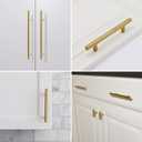 Haliwu 10 Pack Cabinet Handles Brass Gold Cabinet Pulls 6-1/4 Inch Hole Center Drawer Pulls Modern Bar Dresser Handles for Bathroom Kitchen Bedroom
