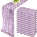 12 Pack Boho Gauze Table Runner - 35x72 Inch Rustic Cheese Cloth Long Runner for Wedding, Bridal Shower, Birthday Party Decor (Light Purple)