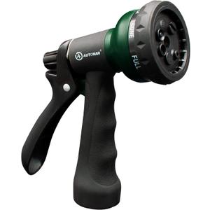 AUTOMAN-Garden-Hose-Nozzle, ABS Water Spray Nozzle with 7 Adjustable Watering Patterns, Slip Resistant for Watering Plants, Lawn& Garden, Washing Cars, Cleaning, Showering Pets & Outdoor Fun. (Dark Green)