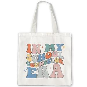 Counselor Gifts Tote Bag, Guidance Counselor Gifts, Counselor Gifts for Women, Groovy Retro Counselor Canvas Tote Bags for Women, Reusable Grocery Bags Shopping Bags