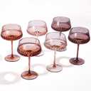 Amber Martini Glasses Set of 6, Hand Blown Colorful Glass 14Oz, Vintage Champagne Coupe Glasses, Large Brown Glass, Crystal Retro Style Bar Glasses, Christmas and New Year gifts glasses