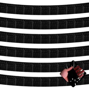 6 Pack 10 Feet Foil Fringe Garland Metallic Tinsel Streamers Banner Wall Hanging Curtain Backdrop for Parade Floats, Bachelorette, Wedding, Birthday, Halloween, Christmas Party Decorations(Black)