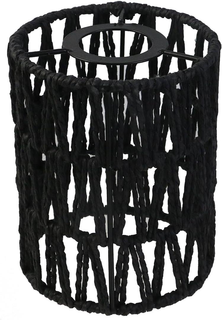 Oedema Rattan Lamp Shade Black Lamp Shade Woven Lampshade 5.9" Height, 4.52" Width, Cylinder Decor Lampshade