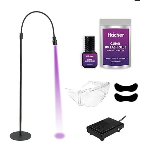HAICHER UV Lash Glue System, UV Lash Lamp Light for Lash Extensions with Foot Pedal
