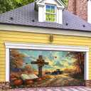 Fall Thanksgiving Garage Door Banner 13x6ft Thanksgiving Theme Backdrop Farmhouse Fall Backdrop Decor Cross Pumpkins Sunflowers Photo Prop Background for Autumn Yard Outdoor Decor
