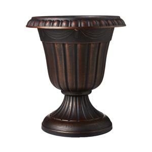 Arcadia Garden Products PL10CP Classic Traditional Plastic Urn Planter Indoor/Outdoor, 15" x 13", Brushed Copper