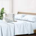 Mayfair Linen 100% Cotton Bed Sheets California King Sheet Set - 500 Thread Count Sheets Cal King Size 4 PC Set (Light Blue), Soft, Cooling, 16" Deep Pocket Sateen Cotton Bedsheet for Hot Sleepers