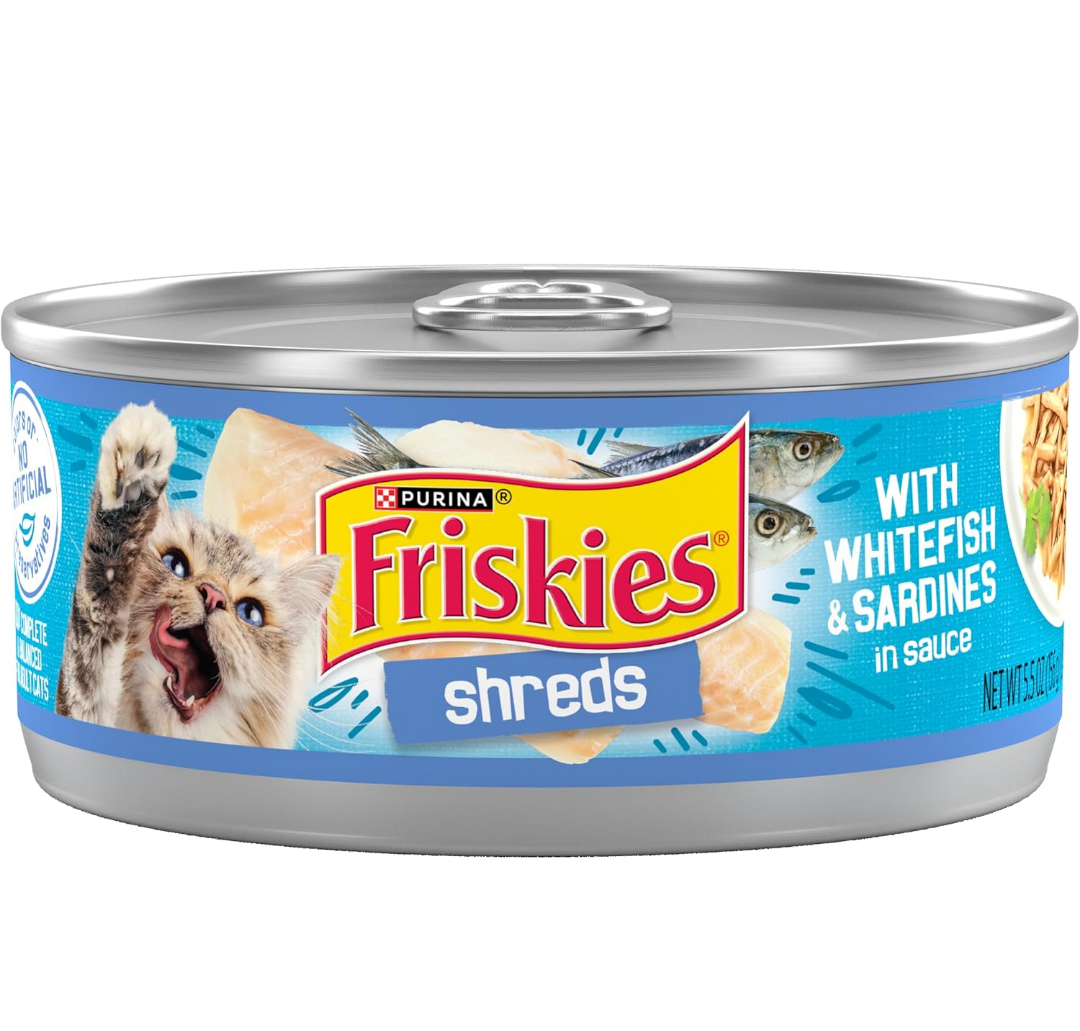 Friskies Wet Cat Food, Savory Shreds With Whitefish and Sardines In Sauce, 5.5 Oz Can (Pack of 4)
