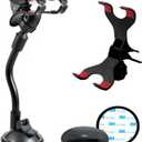 8" Flexible Gooseneck Suction Cup Cellphone Holder with Extra 3M Adhesive Mounting Disk, Double Clip Mount for Multi-Purpose Use with Phones, GPS, Antenna, Dash Cam (Style_ X Shape 8" - RD)
