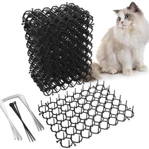 8.5 X 6.5 Inch Scat Mat for Cats with 12 Garden Staples & 12 Ties, 24 Pack Cat Deterrent Mat for Garden Fence & Animal Barrier