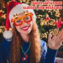 42 Pcs Christmas Paper Eyeglasses and Christmas Novelty Bead Necklace Green Cosplay Glasses for Adults Party Favor Accessories Photo Props for Party Supplies