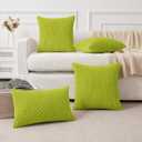 Kevin Textile Decorative Pillow Covers Set of 2 Striped Plush Corduroy Pillows Pillowcases Boho Home Decor Cushion Covers for Couch Sofa Bed Living Room 26x26 Inch, Spring Green