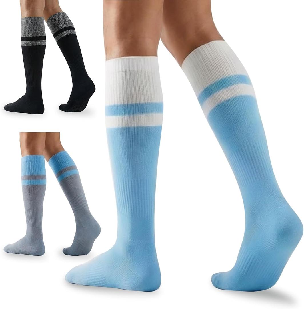Bamboo Viscose Compression Socks - Knee-High Support for Nurses, Pregnancy, Travel (Regular/Non-slip) (L)