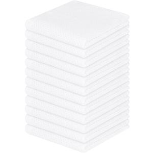 Homaxy 100% Cotton Waffle Weave Kitchen Dish Cloths, Ultra Soft Absorbent Quick Drying Dish Towels, 12 x 12 Inches, 12-Pack, White