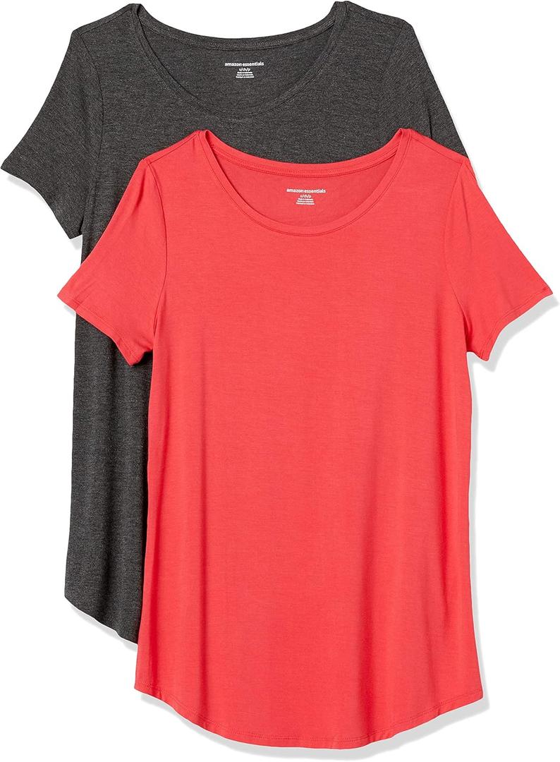Amazon Essentials Women's Short-Sleeve Scoopneck Tunic, Pack of 2 (XS)