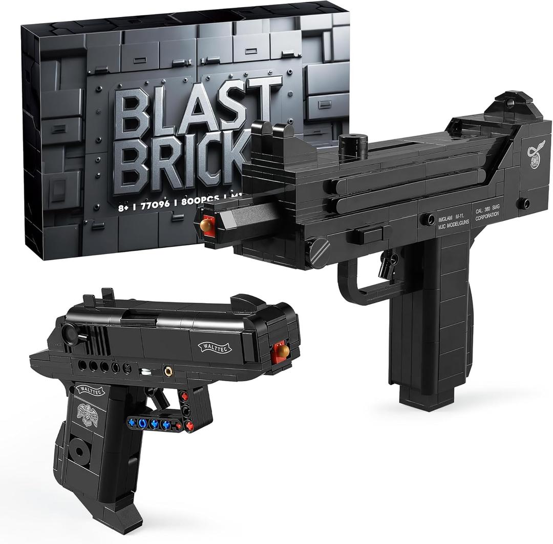 Walther PPK & MAC-10 Building Blocks Gun Sets Compatible with Lego, Featuring 2 Guns Models, Gift Ideas for Military Fans, Kids 8+ & Adults