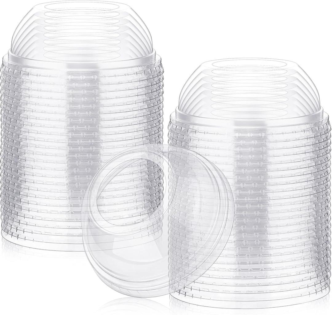 LemonRoad 50 Packs 98 mm Dome Lids Wide Hole Plastic Cold Cup Lids Disposable Clear Dome Cap for 16-24 oz Plastic Cups
