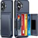 LeYi for iPhone-17 Wallet Case Blue: i Phone iphone17 Cases with Card Holder Protective iohone 17case Cover Funda para Heavy Duty Military Grade Drop Proof Hard Men iphone17case, Navy Blue