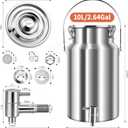 304 Stainless Steel Water Dispenser with Faucet, Thickened Milk Can with Handle, Sealing Ring and Instruction Manual, 10L Stainless Steel Water Jug for Milk, Water, Tea, Juice and Beverage Storage