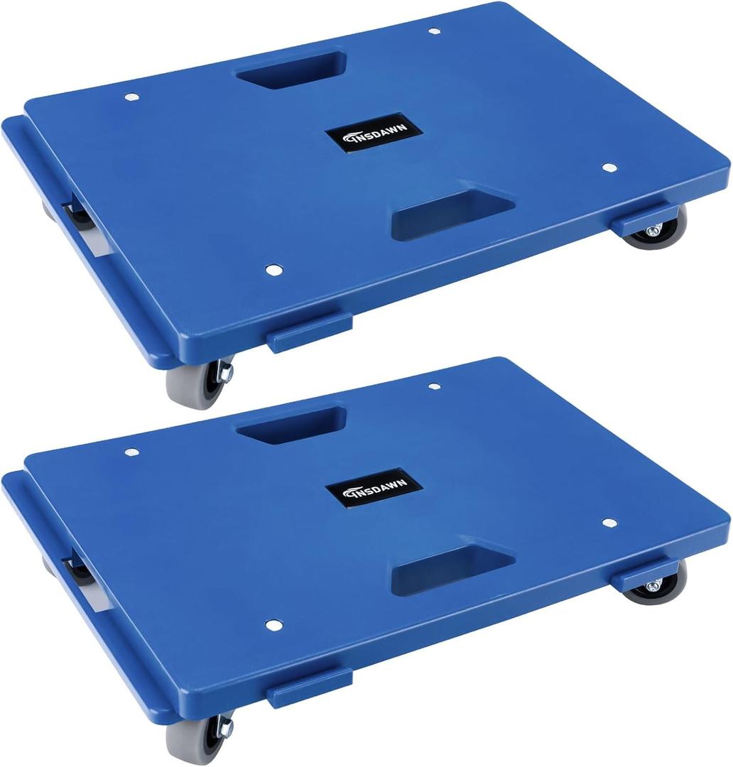 Insdawn 2 Pack Furniture Dolly 4 Wheels Upgraded Dollies Connectable with 4 Wheels Small Flat Dolly Cart with 500 LBS Capacity for Heavy Appliance, Blue
