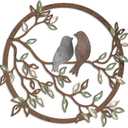 Ferraycle Metal Wall Art Bird on Tree Branch Silhouette Bird Art Decor for Living Room Garden Bedroom Office Home Wall Housewarming Party Decor(Dark Color)