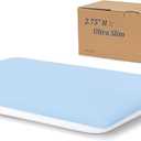 AM AEROMAX 2.75 Inches Standard Size Hyper Slim Memory Foam Pillow for Stomach and Back Sleepers - Thin, Flat Design for Cervical Neck Alignment and Deeper Sleep. (Blue/White)