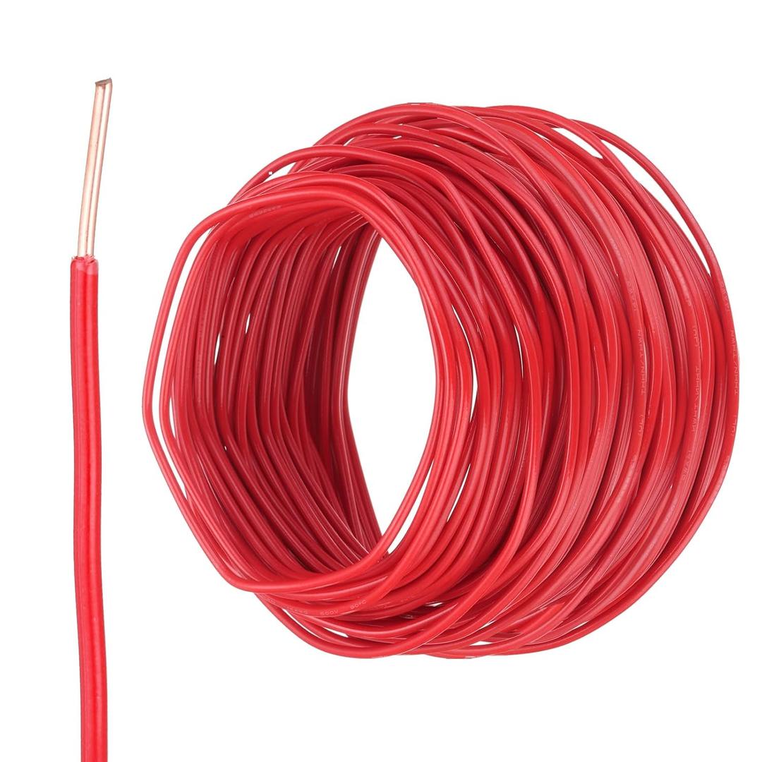MECCANIXITY THHN Wire 14AWG 200 Feet Electrical Wire Insulated Solid Copper Rated up to 600 Volts for Residential Industrial Grounding Electrical, UL Listed, Red