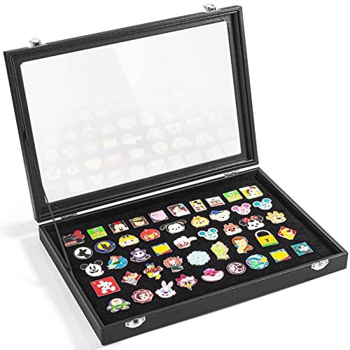 Enamel Pin Display Case, Pin Collection Holder, Shadow Box Frame for Pins, Black (13.8"L x 1.8"W x 9.4"H)