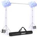 EMART Backdrop Stand 10x7ft(WxH) Photo Studio Adjustable Background Stand Support kit with 2 Crossbars, 8 Clamps, 2 Sandbags and Carry Bag for Parties, Events Decoration, Wedding, Photography -Silver