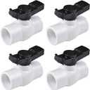 (4 Pcs) 1-1/2" PVC Ball Valve, Shut-Off PVC Ball Valve Socket with Upgrade Easy-Turn Handle for SCH40 Pipe-Suitable for Swimming Pool, Water Project & Irrigation System, Rated at 150 PSI