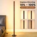 Handcrafted Solid Wood Floor Lamp, Modern Dimmable Corner LED Standing Light with Remote & Foot Switch, Adjustable Warm & Cool Light, 55.12" Tall, Minimalist for Living Room, Bedroom, Office