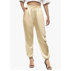 Betusline Women's Satin Silky Pants Size S