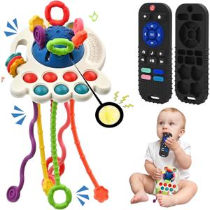 Sensory Montessori Baby Toys, Silicone Remote Control for Infant 6 12 Months, Toddler Educational Learning Travel Toys for Newborn Baby Shower Boy Girl Birthday Gifts Christmas Stocking Stuffers